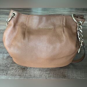 MICHAEL KORS Large British Tan Bedford Hobo Shoulder Bag Crossbody Gold Chain